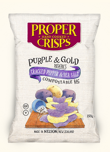 Proper Crisps Purple & Gold, Cracked Pepper & Salt 150g