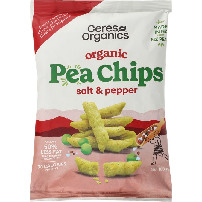 ORGANIC PEA CHIPS, SALT & PEPPER - 100G