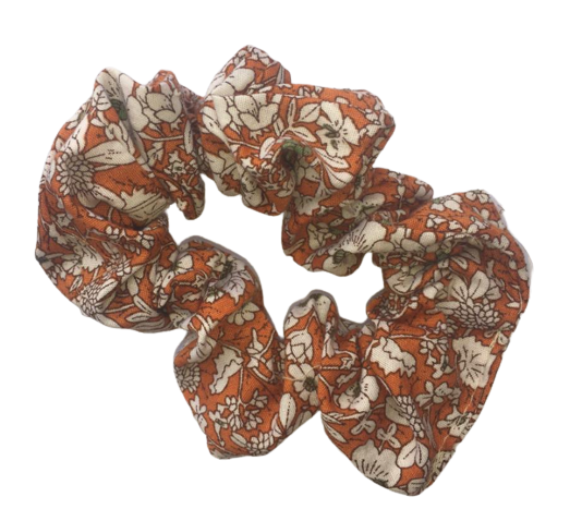 Floral Scrunchie - Orange, White & Green