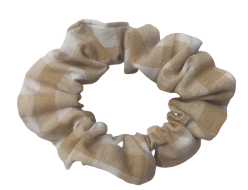 Gingham Scrunchie - White and Beige