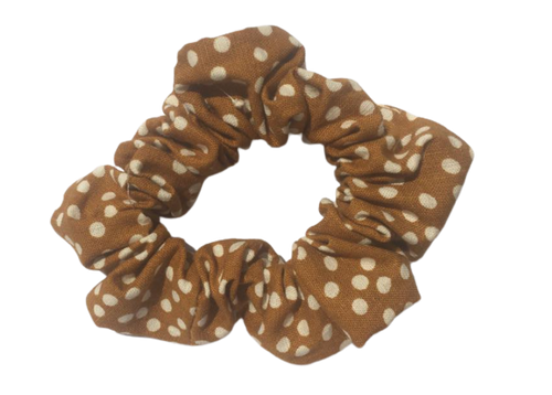 Spotty Scrunchie - Brown and White