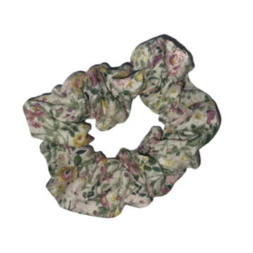 Floral Scrunchie - White, Green and Pink